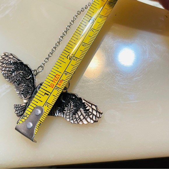 🦉Beautifully Crafted Silver/Black Owl Necklace, Moons/Forest in Spread Wings! - Picture 8 of 9